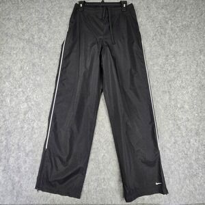 Nike Track Pants Women Medium Black Relaxed Fit Zippered Cuffs Side Stripe